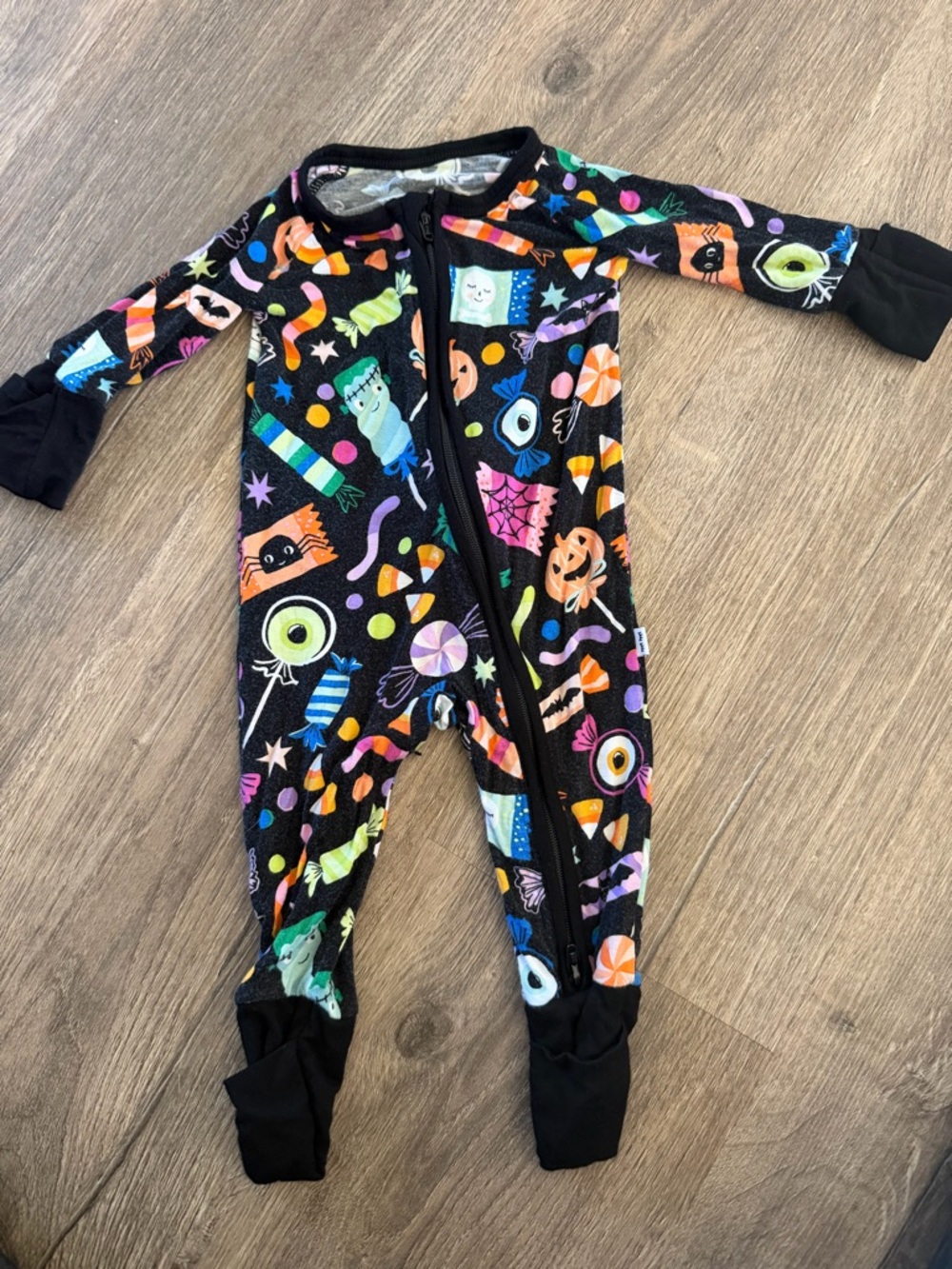 Little Sleepies Halloween Candy Print Footless One-Piece - Black Multi